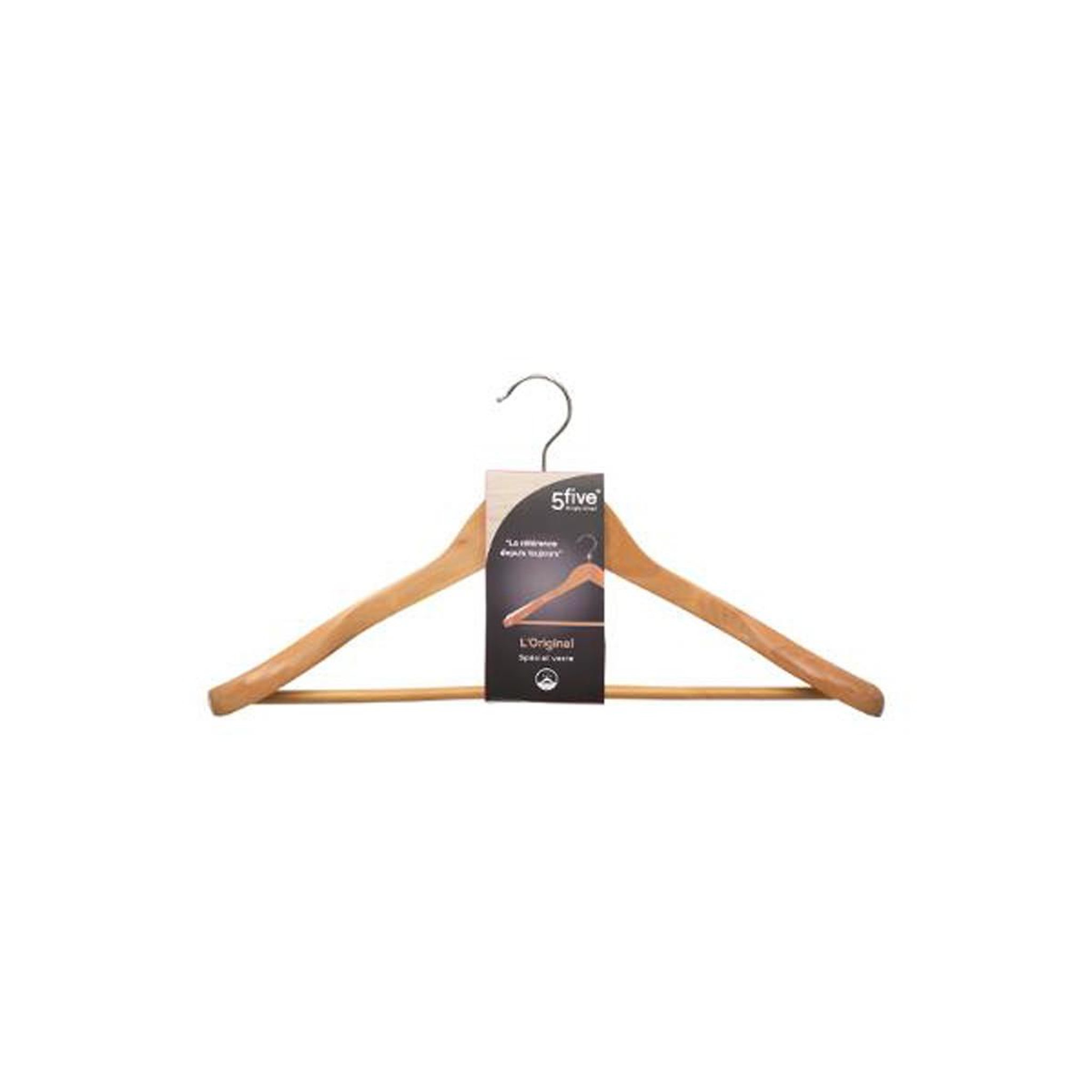 Voir la diapositive 2 : FIVE Cintre pour veste en bois 44cm naturel
