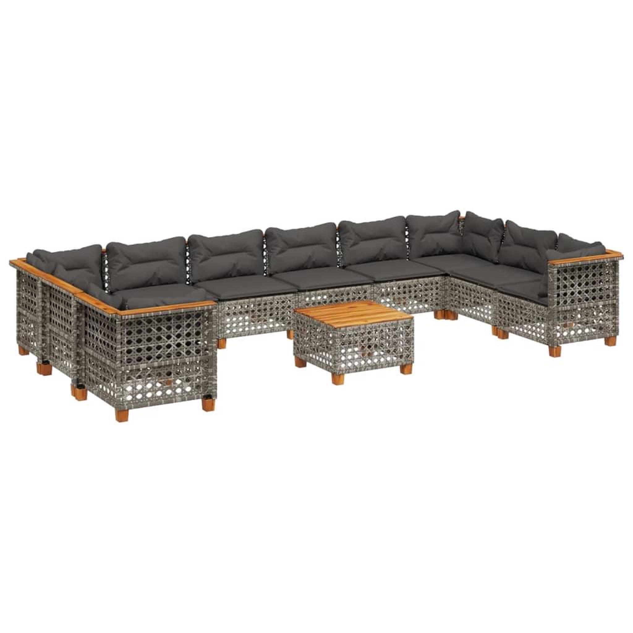 Voir la diapositive 2 : VIDAXL Salon de jardin 11 pcs avec coussins gris resine tressee