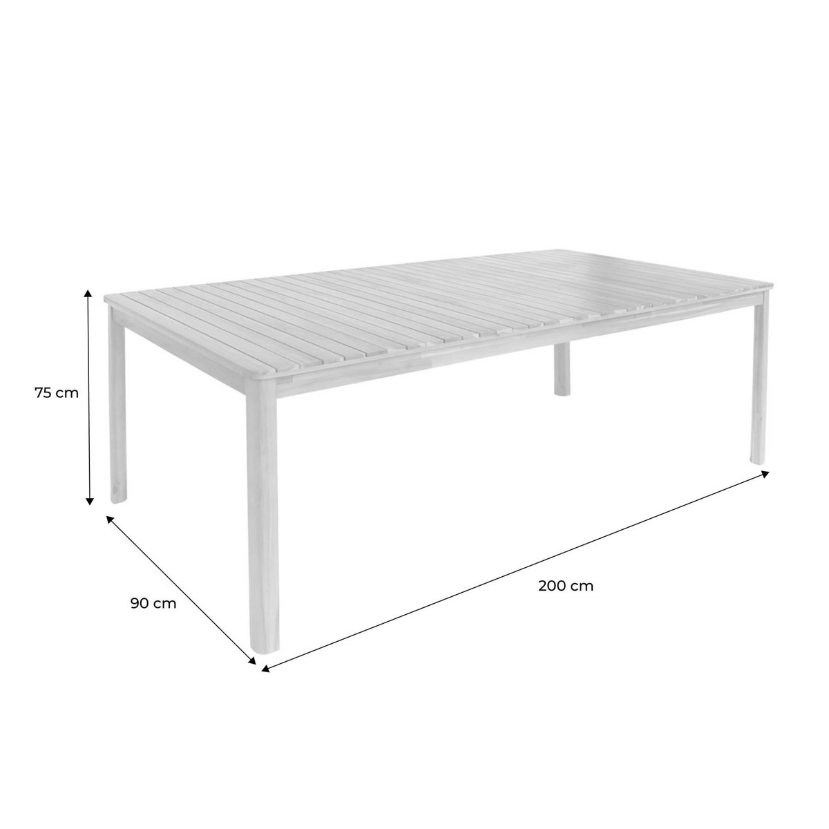 SWEEEK Table de jardin SENORA acacia avec coins arrondis, 10 places, 200 x 100 x 75 cm