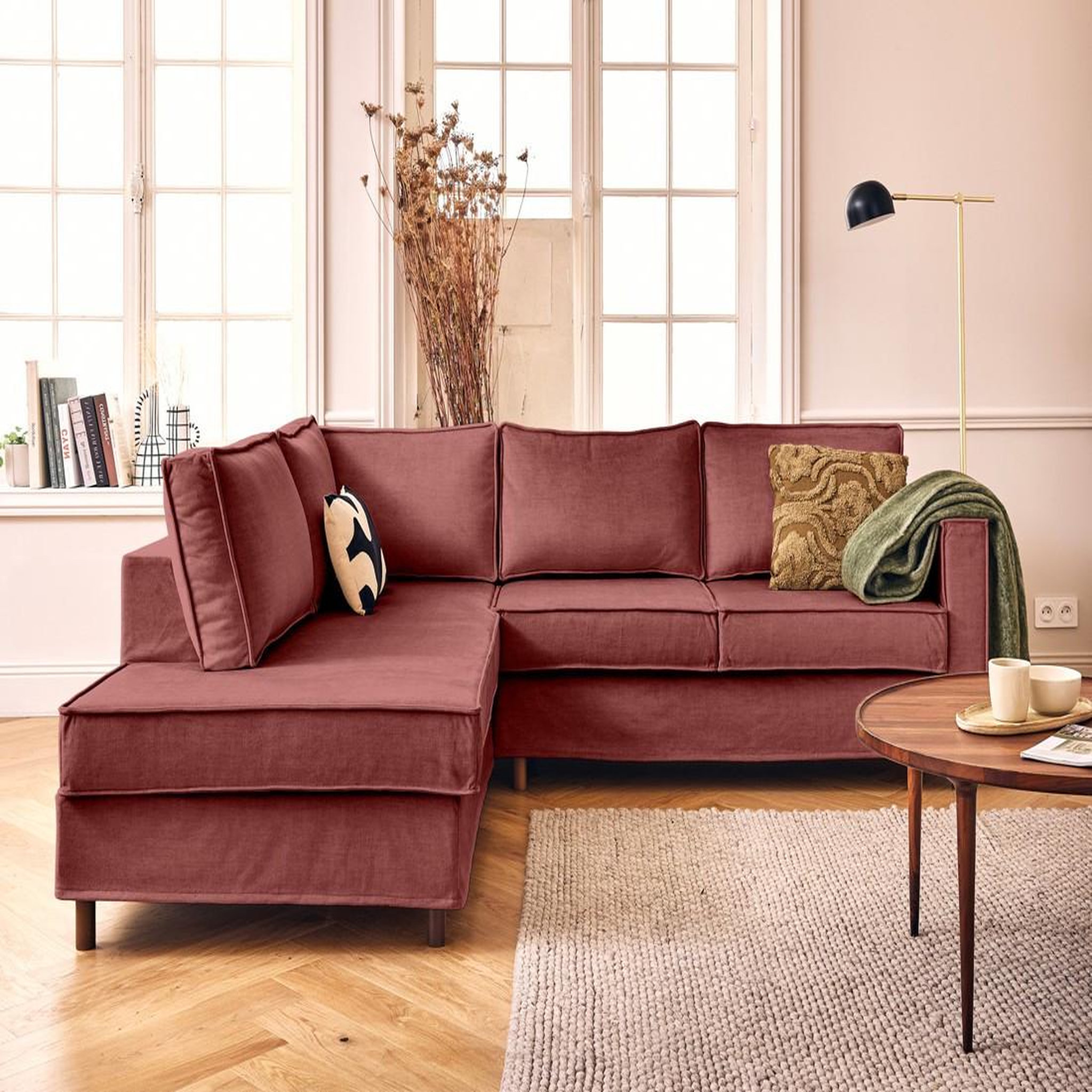 Voir la diapositive 1 : LISA DESIGN Jake - canapé déhoussable d'angle gauche 5 places en velours