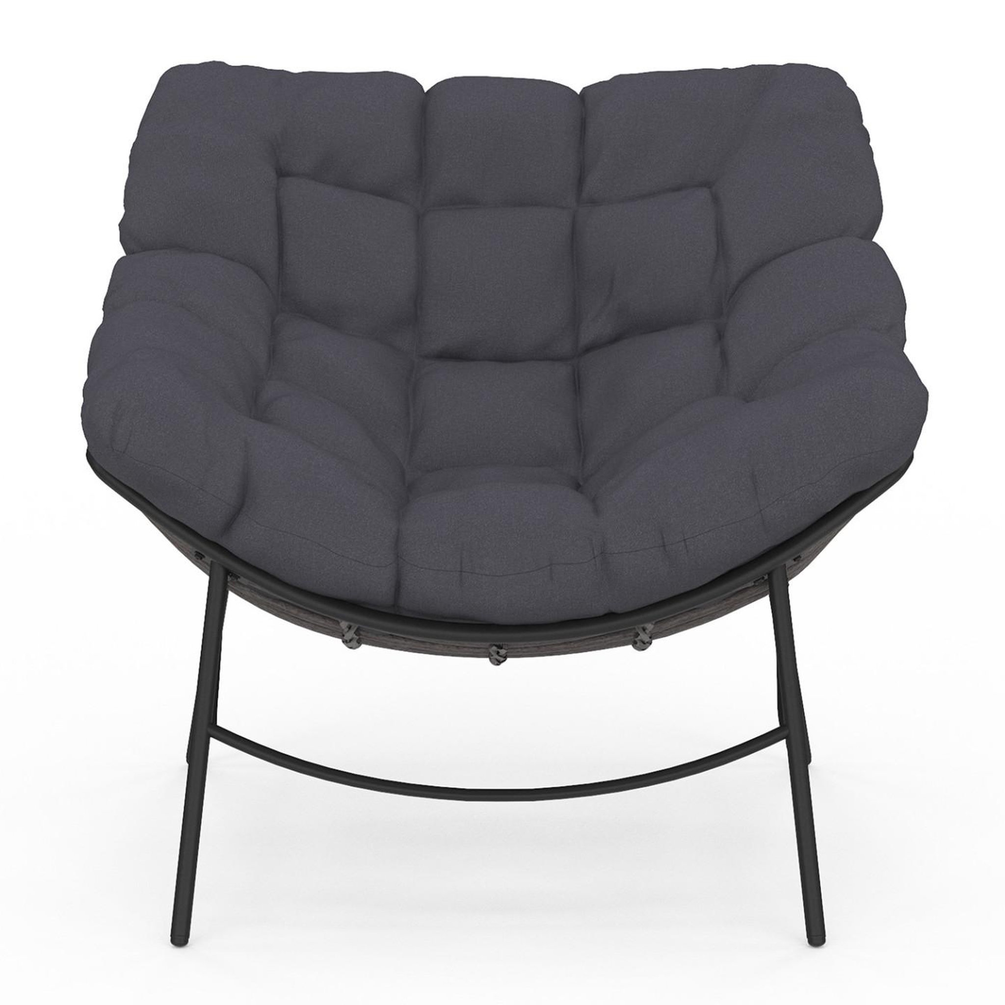 Voir la diapositive 3 : ID MARKET Fauteuil de jardin relax loa effet rotin gris et coussin gris