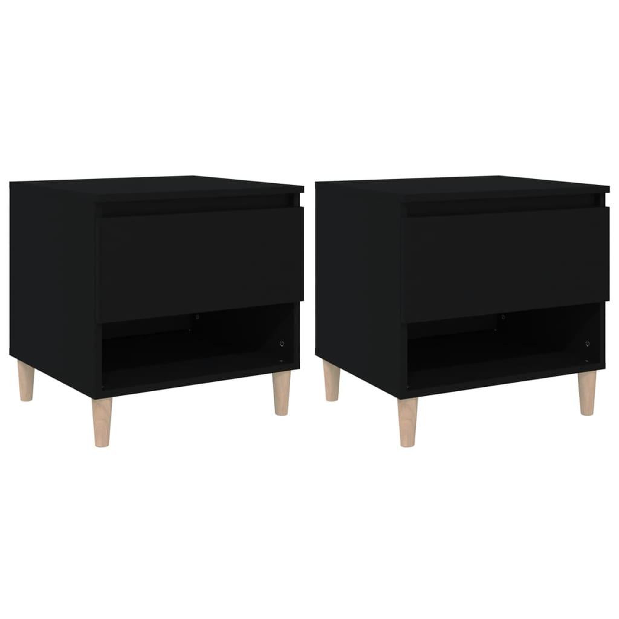 Voir la diapositive 2 : VIDAXL Tables de chevet 2 pcs Noir 50x46x50 cm Bois d'ingenierie