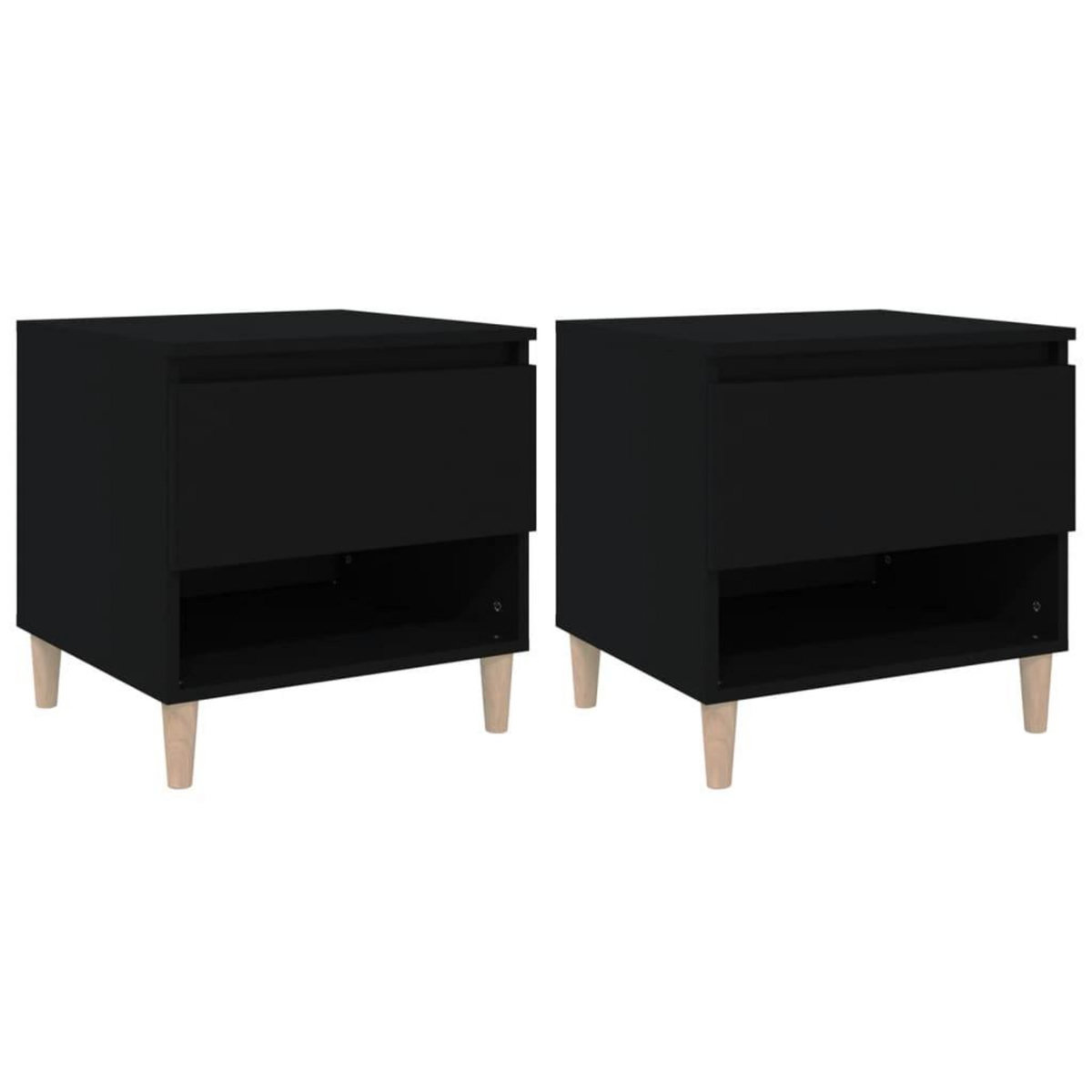 VIDAXL Tables de chevet 2 pcs Noir 50x46x50 cm Bois d'ingenierie