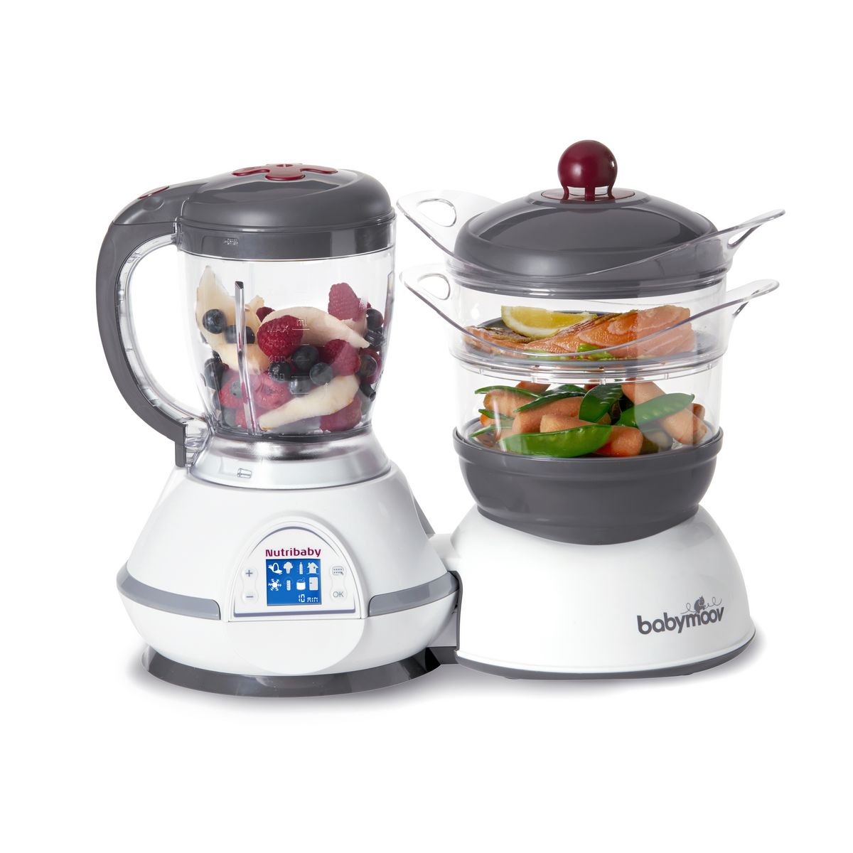 BABYMOOV Robot cuiseur, vapeur mixeur Nutribaby Classic - Cerise