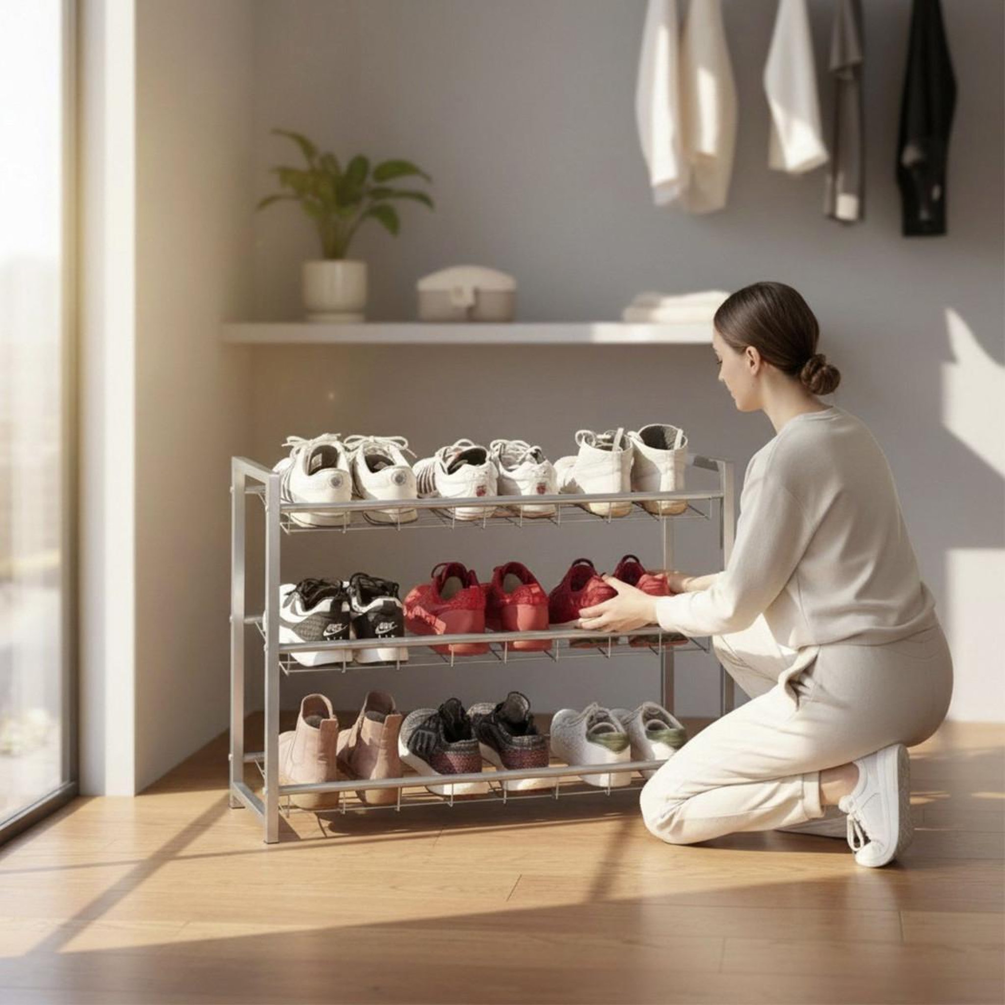 Voir la diapositive 2 : Paris Prix Range-chaussures 12 paires  plase  80cm argent