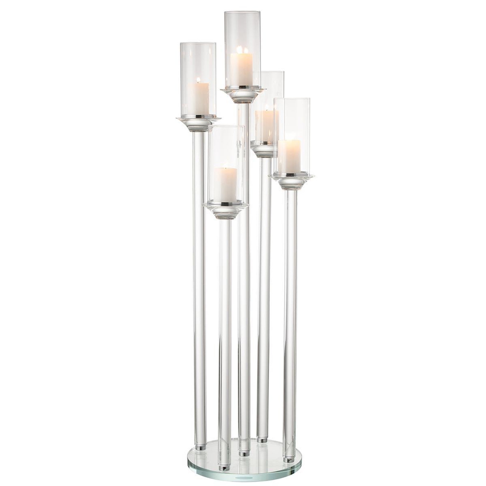 Voir la diapositive 2 : J-LINE Chandelier Large 5 Branches  Moira  100cm Transparent