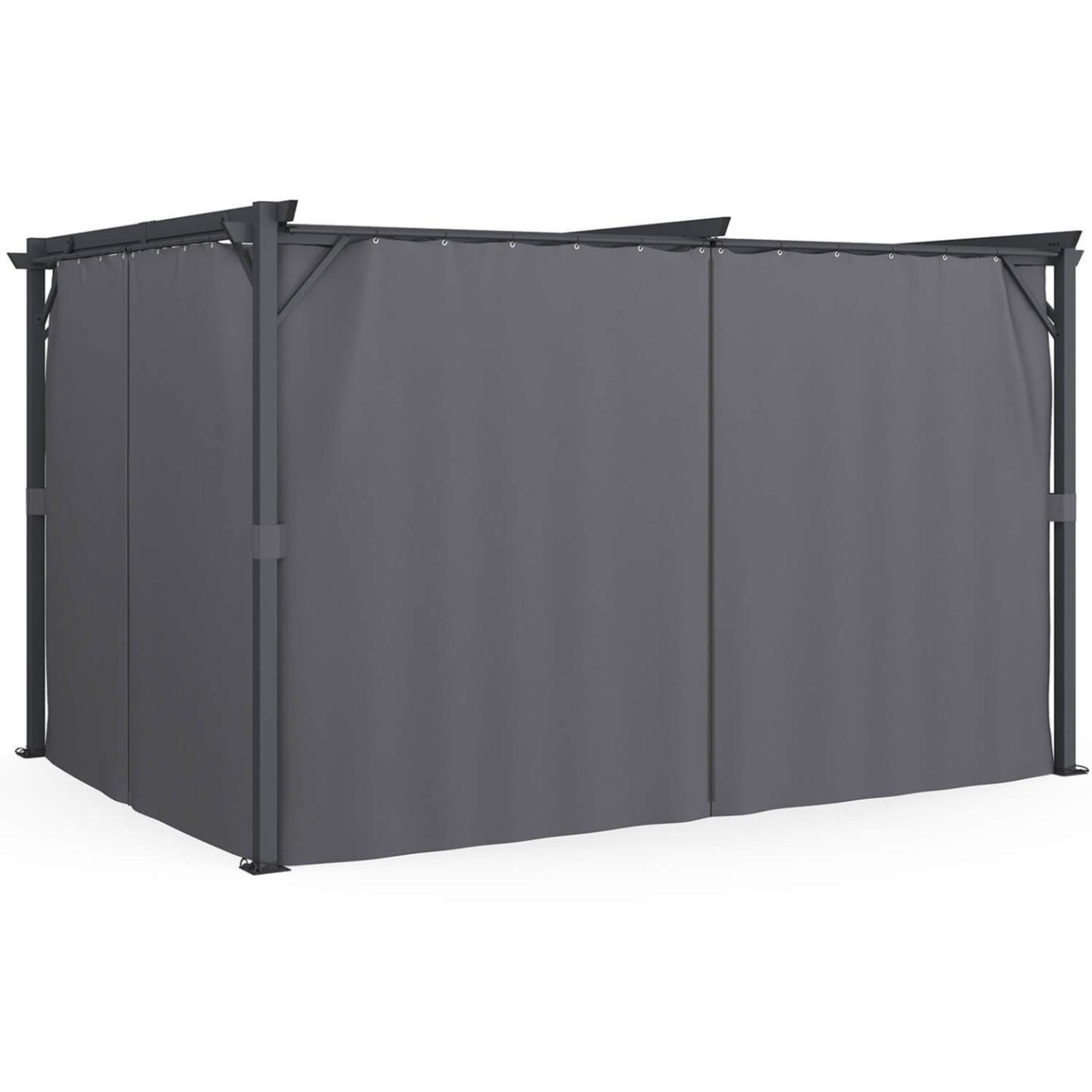 Voir la diapositive 6 : ID MARKET Pergola édition intégrale moustiquaire toit rétractable 3x4m et 4 rideaux gris