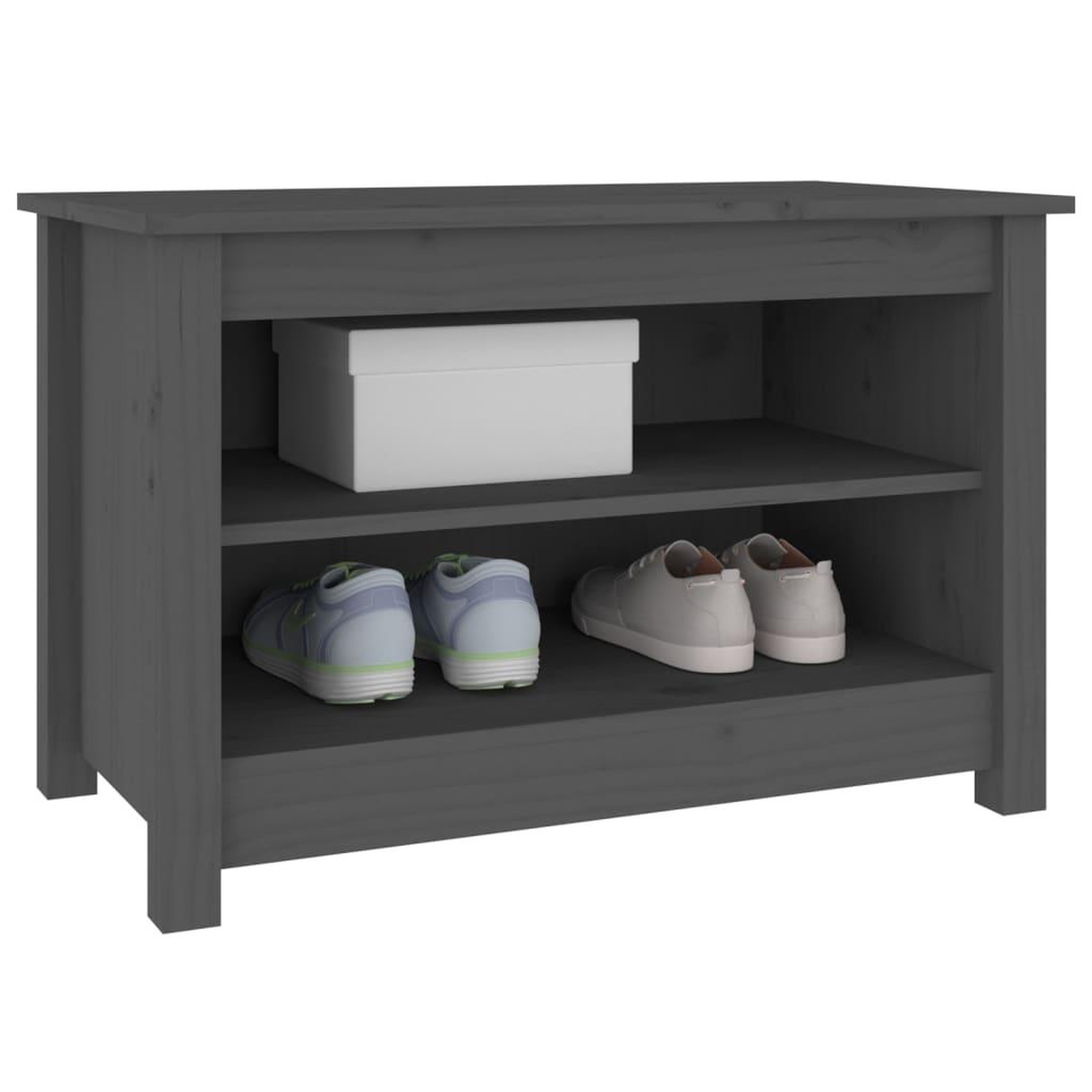 Voir la diapositive 5 : VIDAXL Banc a chaussures Gris 70x38x45,5 cm Bois de pin massif