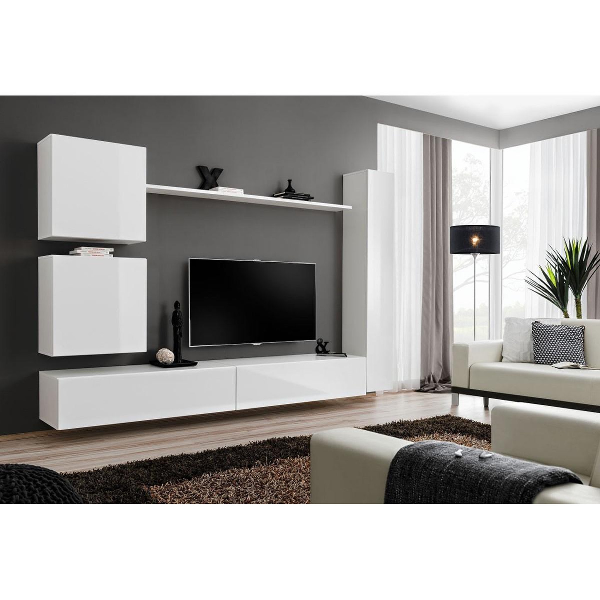 Voir la diapositive 5 : Paris Prix Meuble tv mural design  switch viii  280cm blanc