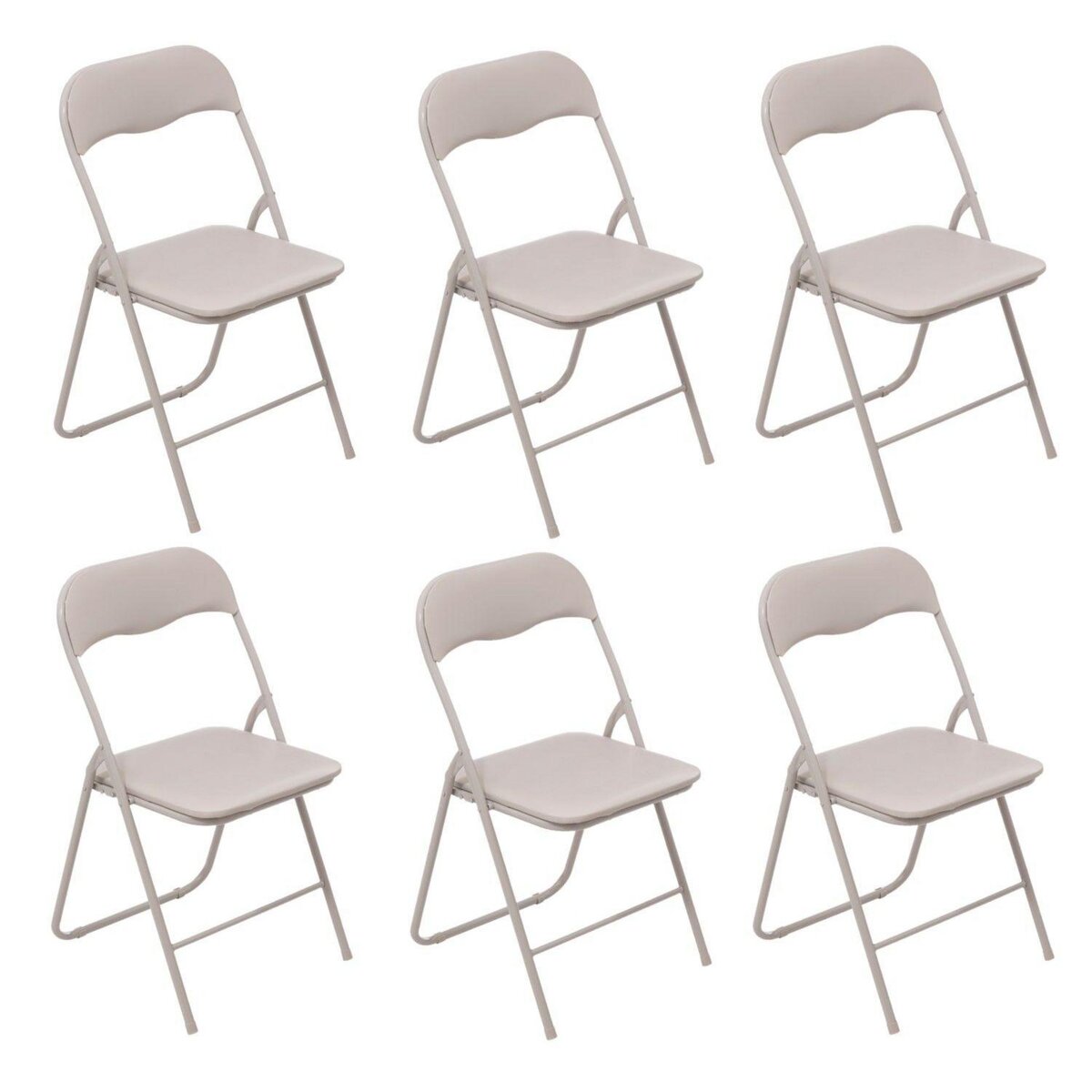 TOILINUX Lot de 6 chaises pliantes en PVC - Beige