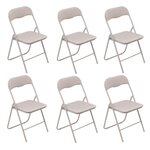 TOILINUX Lot de 6 chaises pliantes en PVC - Beige
