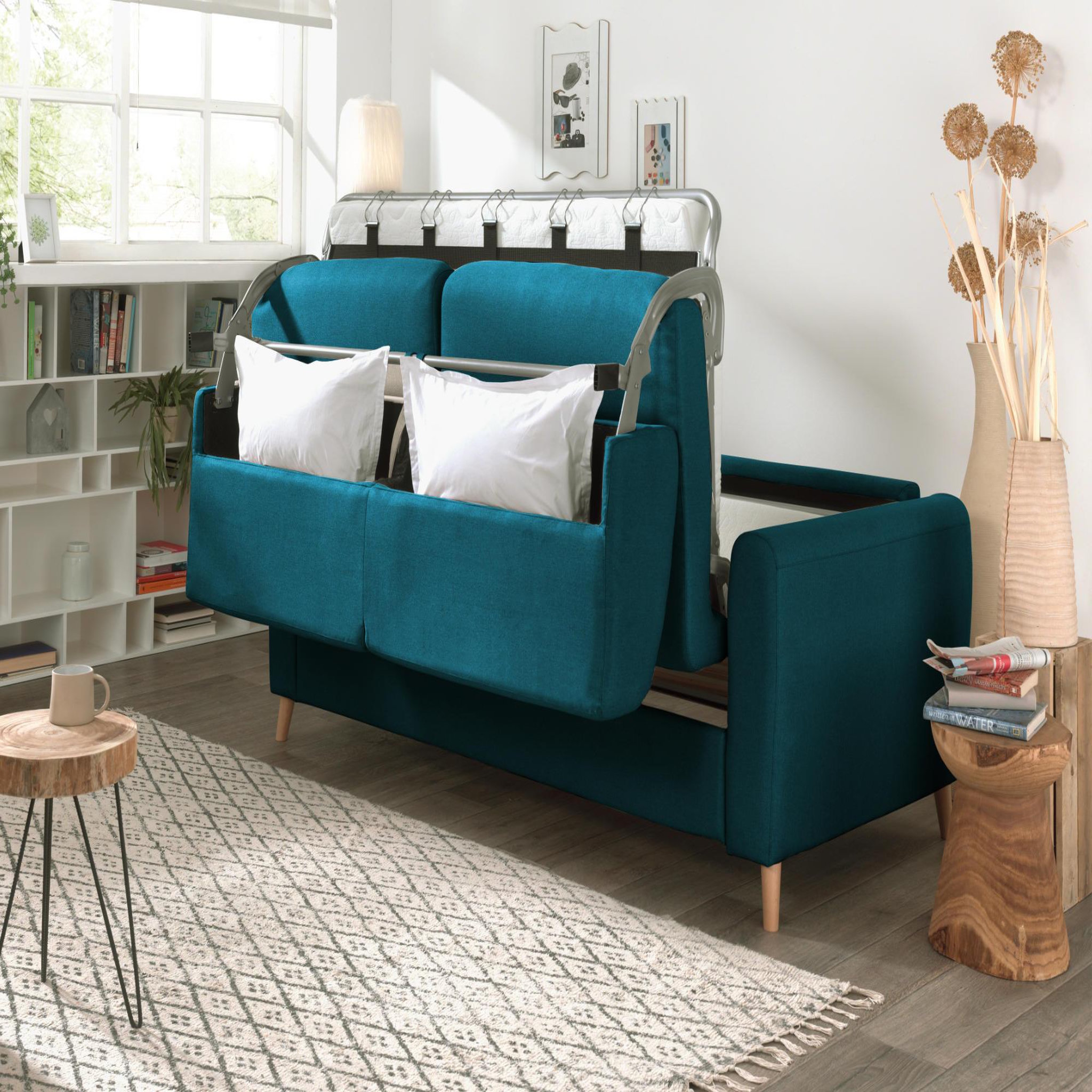 Voir la diapositive 4 : LISA DESIGN Timo - canapé 3 places convertible express couchage quotidien 140 cm matelas 12 cm en tissu