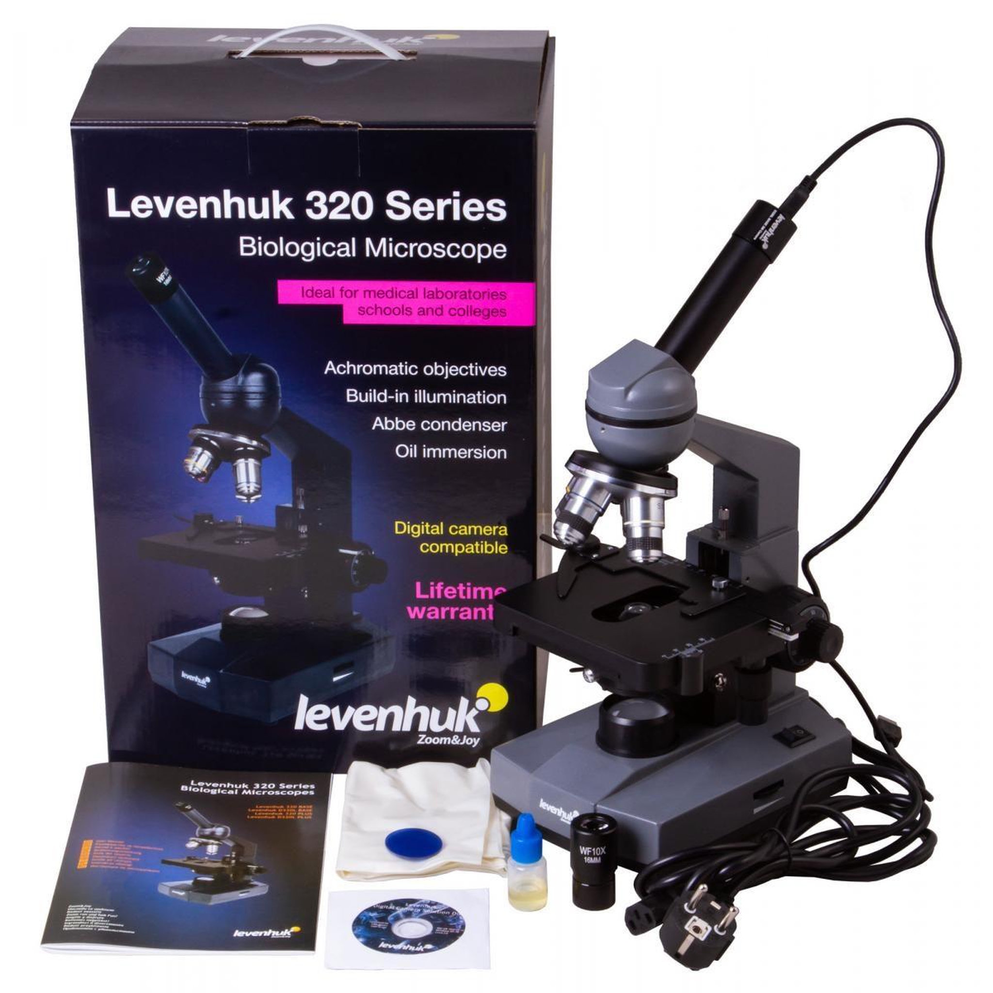 Voir la diapositive 2 : LEVENHUK Microscope monoculaire numérique  d320l base 3m
