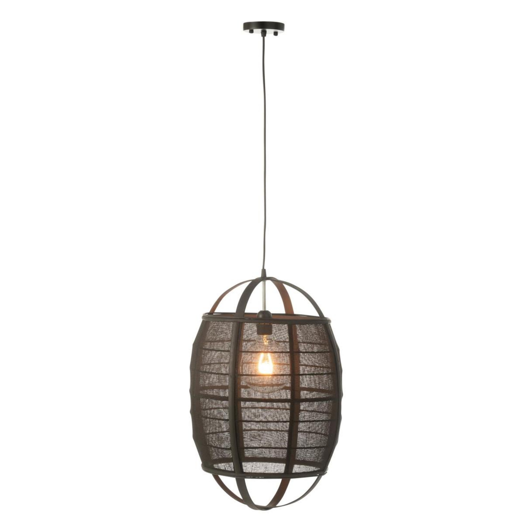 Voir la diapositive 2 : J-LINE Lampe Suspension en Bambou  Ion  37cm Noir