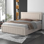 Voir la diapositive 3 : CONCEPT USINE Lit contemporain avec coffre de rangement 140x190cm en velours beige NASHVILLE
