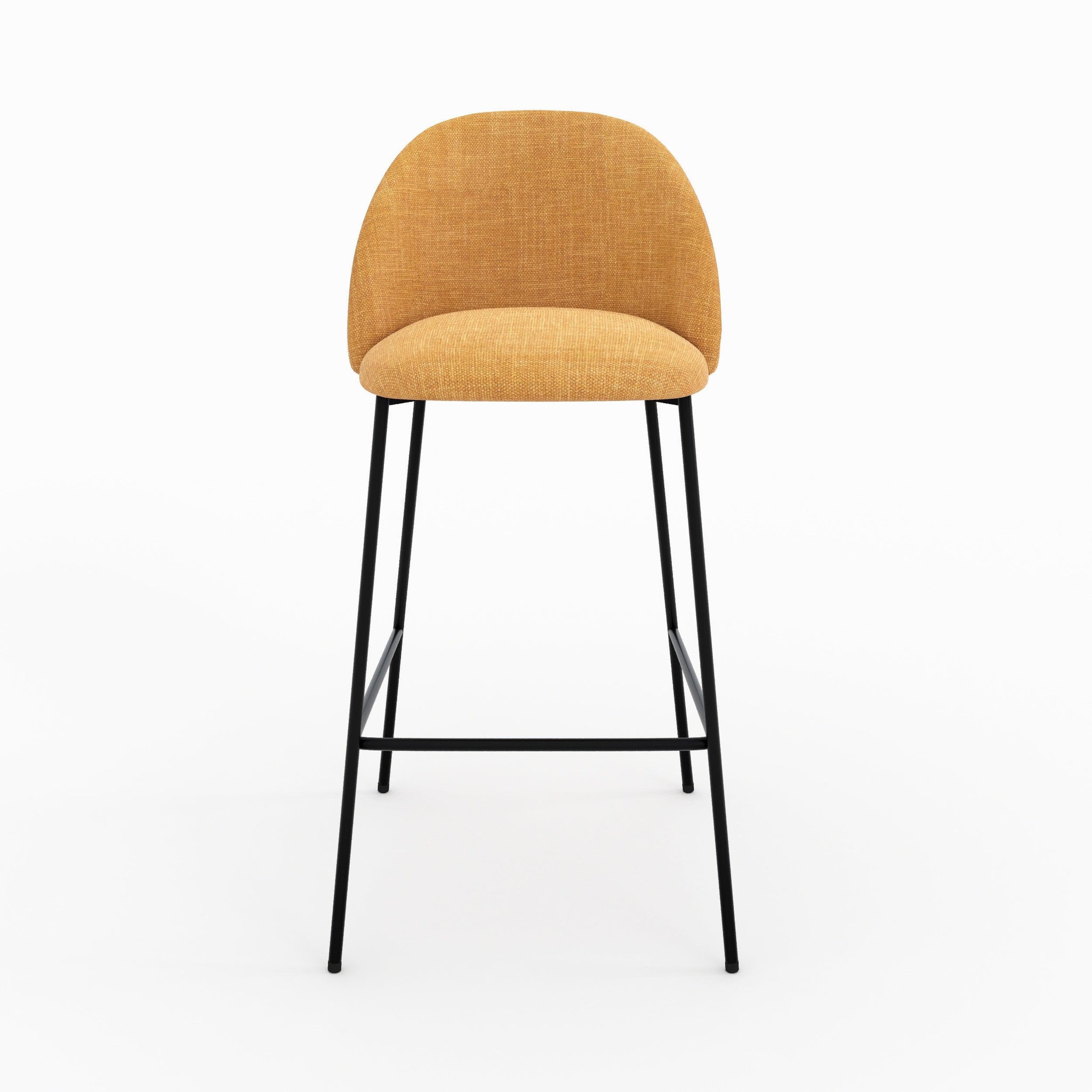 Voir la diapositive 6 : MAISON PAVANE Lot de 2 chaises pour ilot central 66,5 cm en tissu jaune moutarde-karl