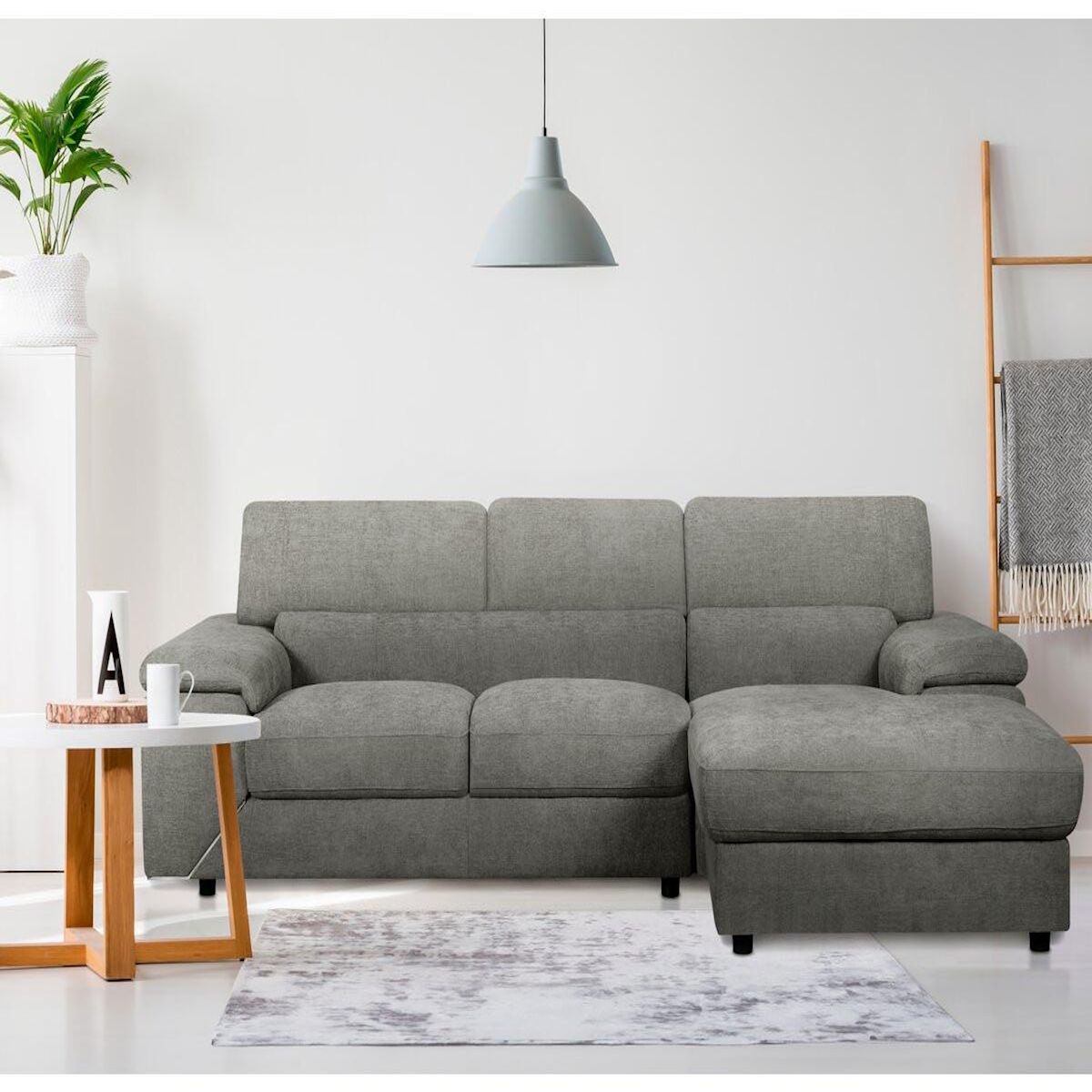 Habitat et Jardin Canapé d'angle en tissu chenille  London  - 4 places - Gris