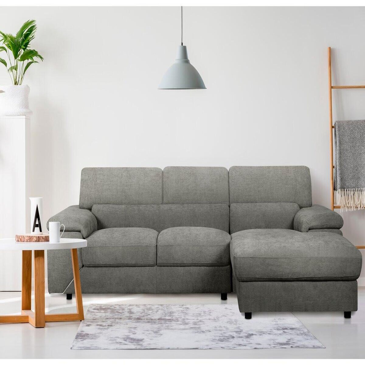 Habitat et Jardin Canapé d'angle en tissu chenille  London  - 4 places - Gris