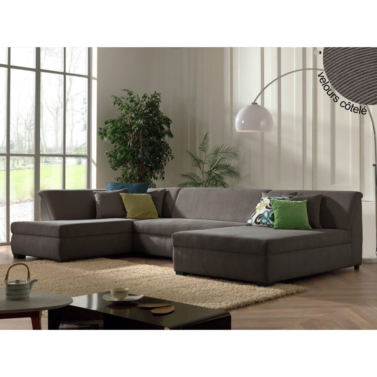LISA DESIGN Malcom - canapé panoramique d'angle gauche - en velours côtelé