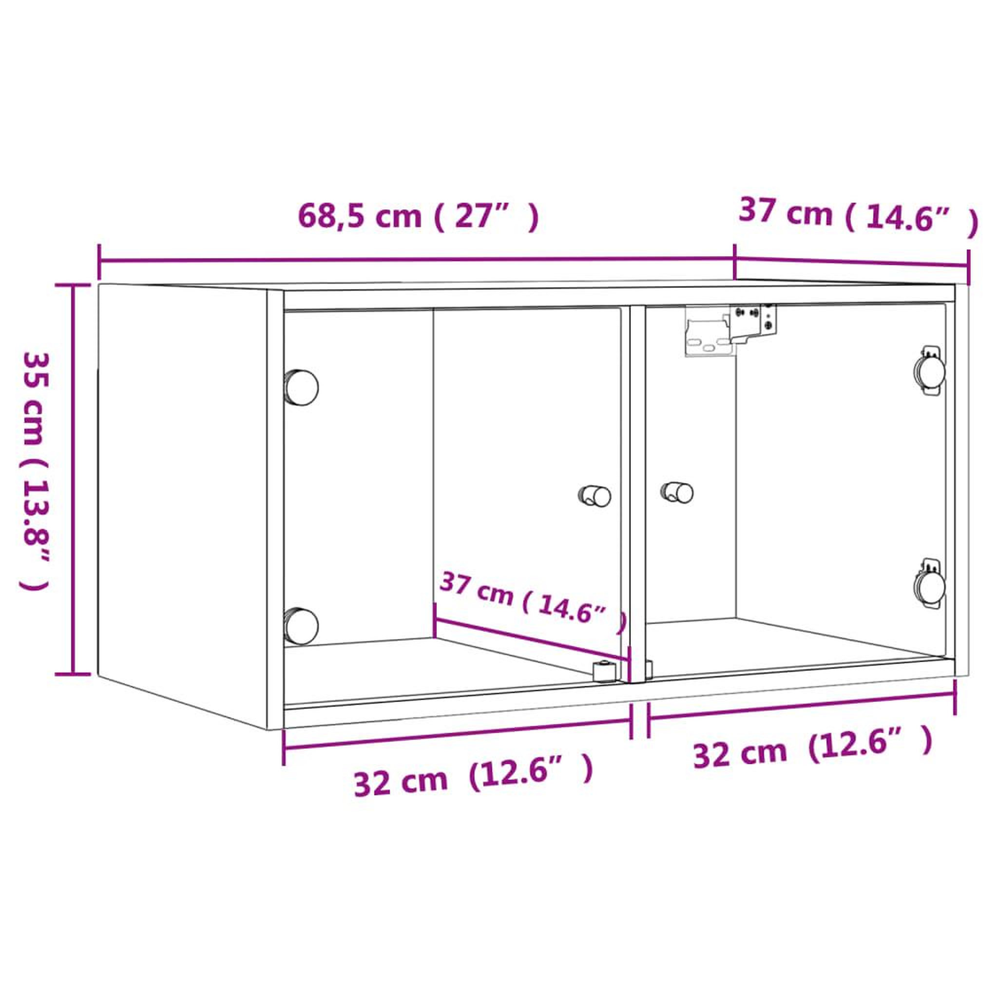 Voir la diapositive 6 : VIDAXL Armoire murale avec portes en verre chene fume 68,5x37x35 cm