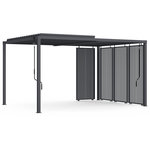 ID MARKET Pergola bioclimatique lames orientables acier 3x4 M avec persiennes verticales gris anthracite