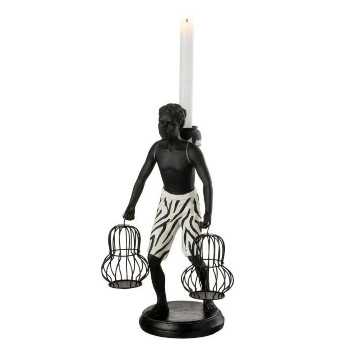 Paris Prix Statuette Déco  Garçon Debout Panier  31cm Noir