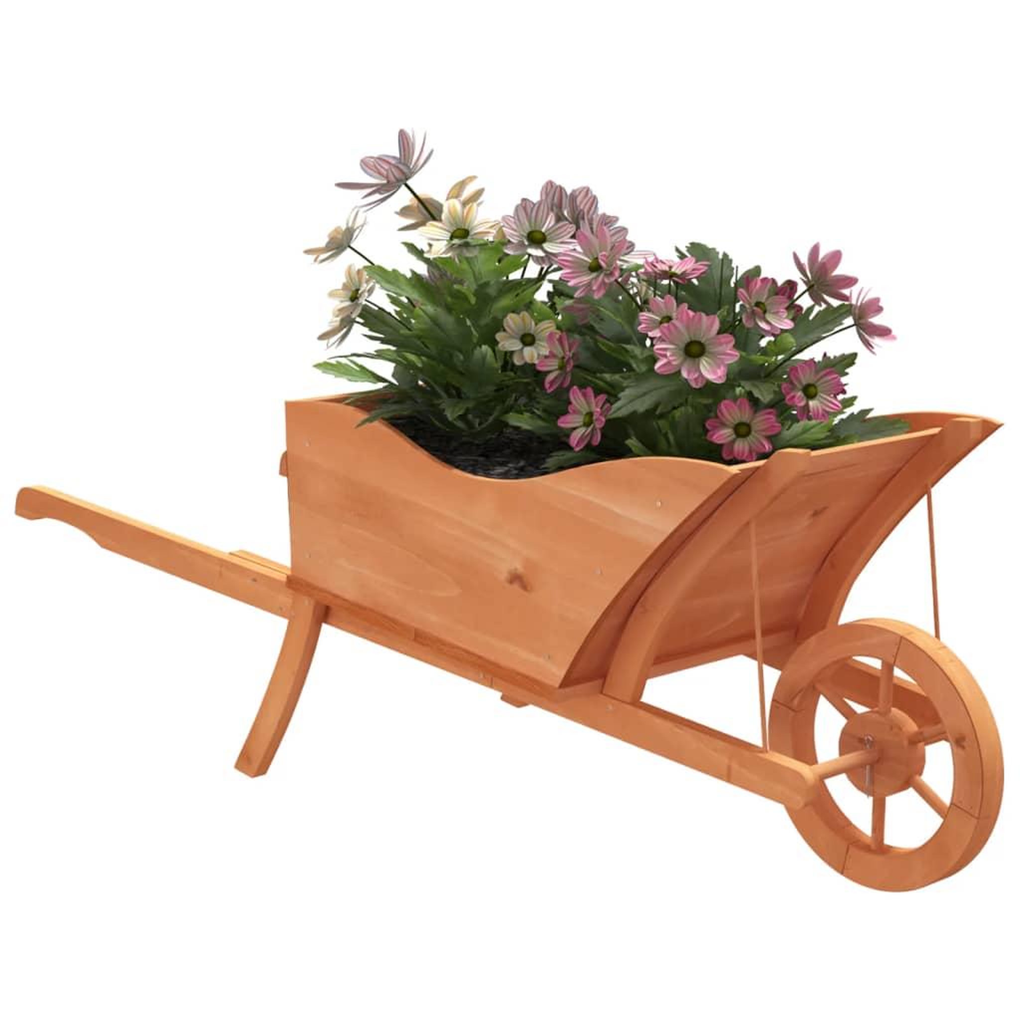 Voir la diapositive 3 : VIDAXL Jardiniere brouette 128x45,5x43 cm bois de sapin massif