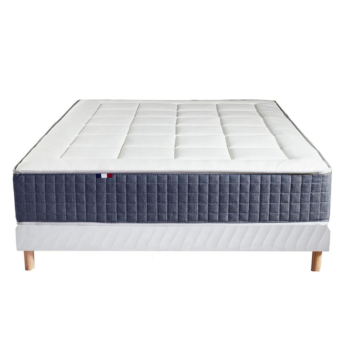 IDLITERIE Ensemble Matelas Ressort 7 zones + Mémoire de forme + Sommier KING STYLE Fabriqué en France