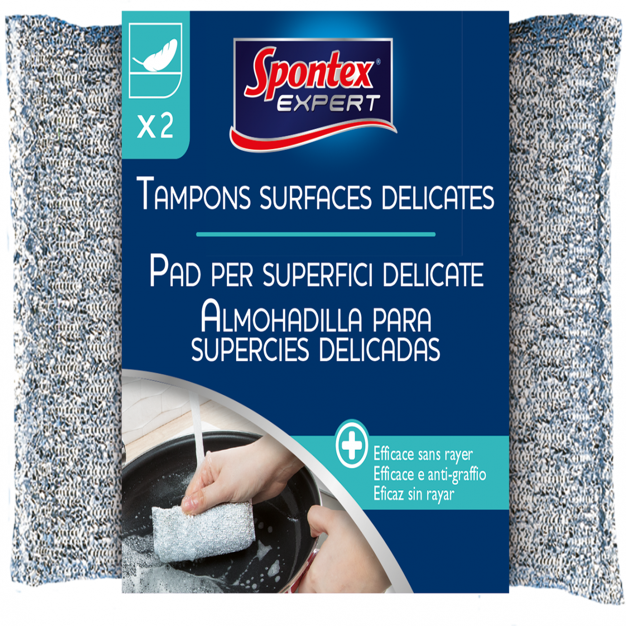 CENTRALE BRICO Tampon à récurer vitrocéramique fibre abrasive SPONTEX EXPERT X 2