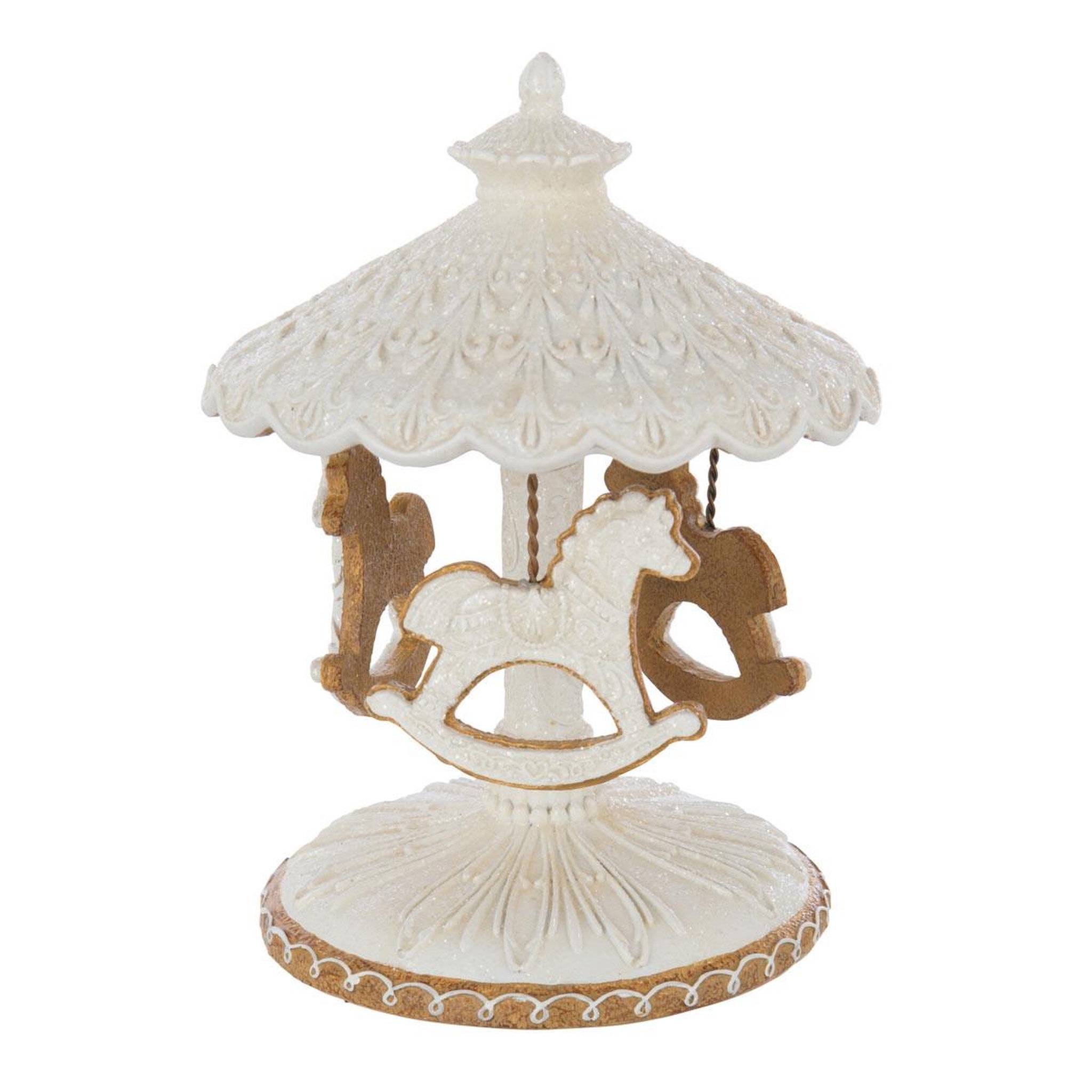 J-LINE Carrousel de chevaux déco  danae  22cm beige