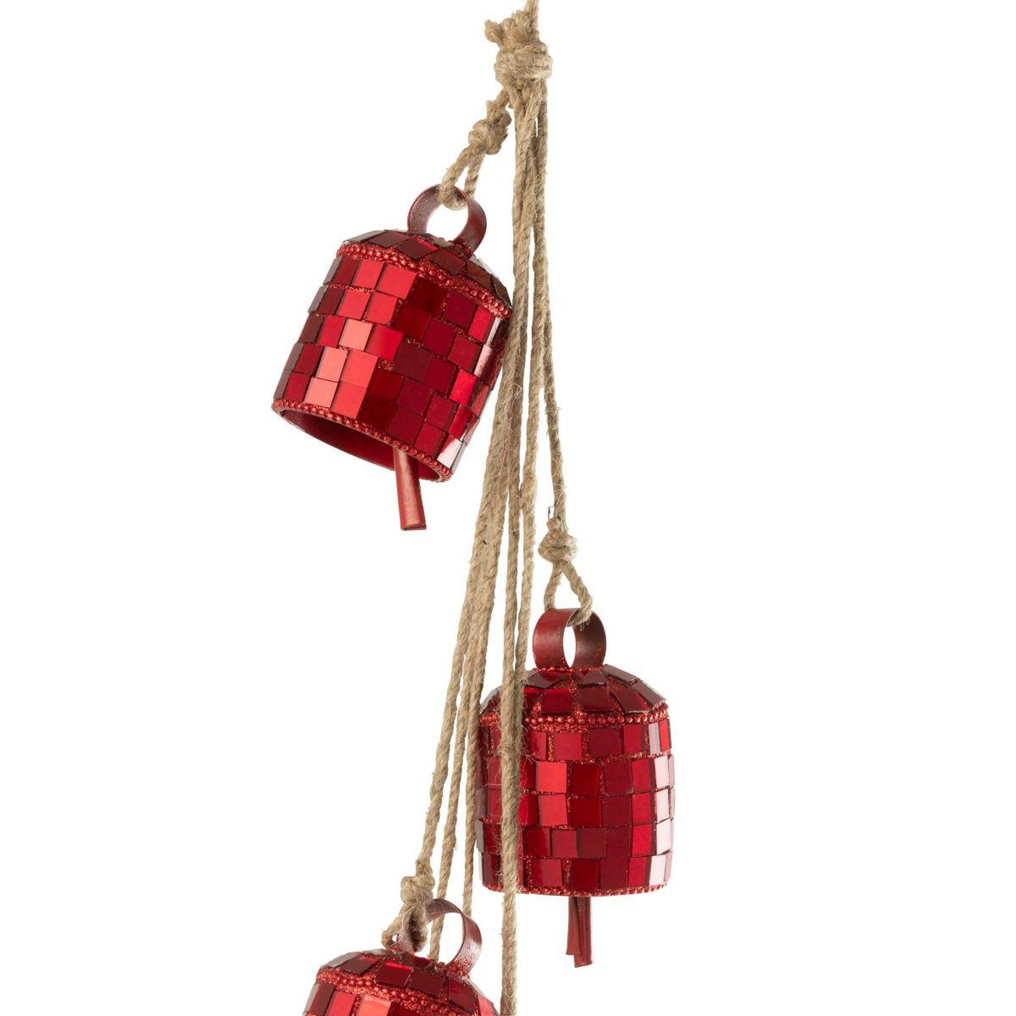 Voir la diapositive 2 : J-LINE Suspension de noël  7 cloches  45cm rouge