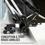Voir la diapositive 6 : HOMCOM Chariot de courses pliable 3 en 1 tabouret sac à bandoulière 40L poignée telescopique compartiment isotherme alu noir