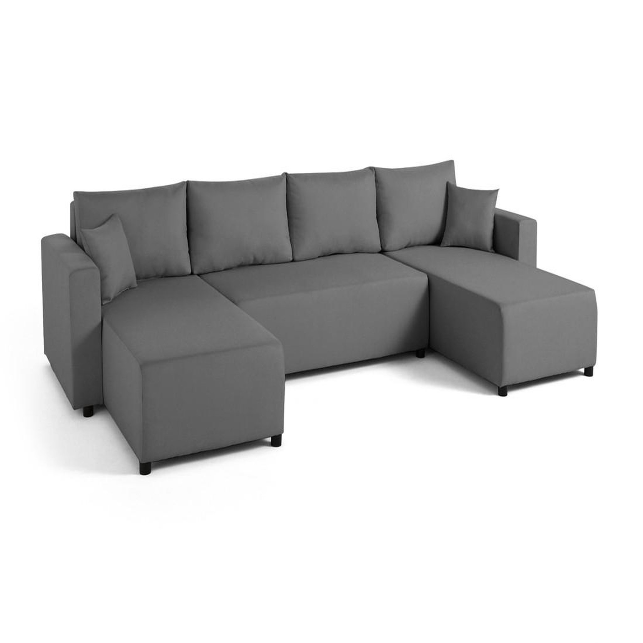 Voir la diapositive 2 : BEST MOBILIER Regala - canapé panoramique - 7 places - convertible avec coffre - en tissu