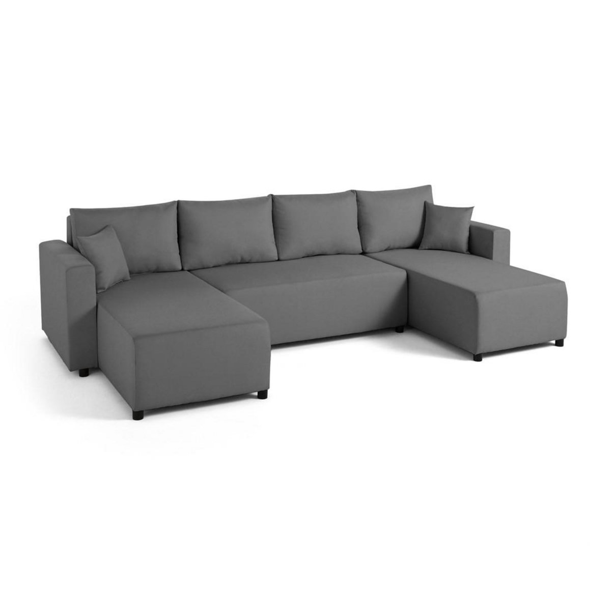 BEST MOBILIER Regala - canapé panoramique - 7 places - convertible avec coffre - en tissu