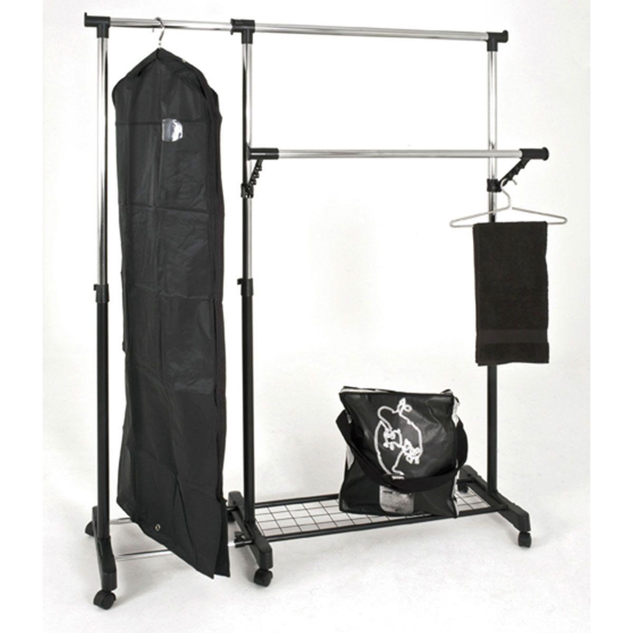 Voir la diapositive 2 : Paris Prix Portant à vêtements  2 tringles  170cm noir