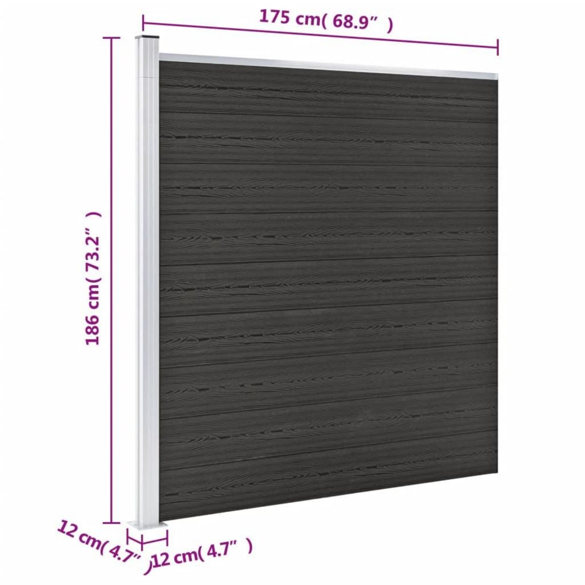 VIDAXL Cloture de jardin WPC 175x186 cm Gris