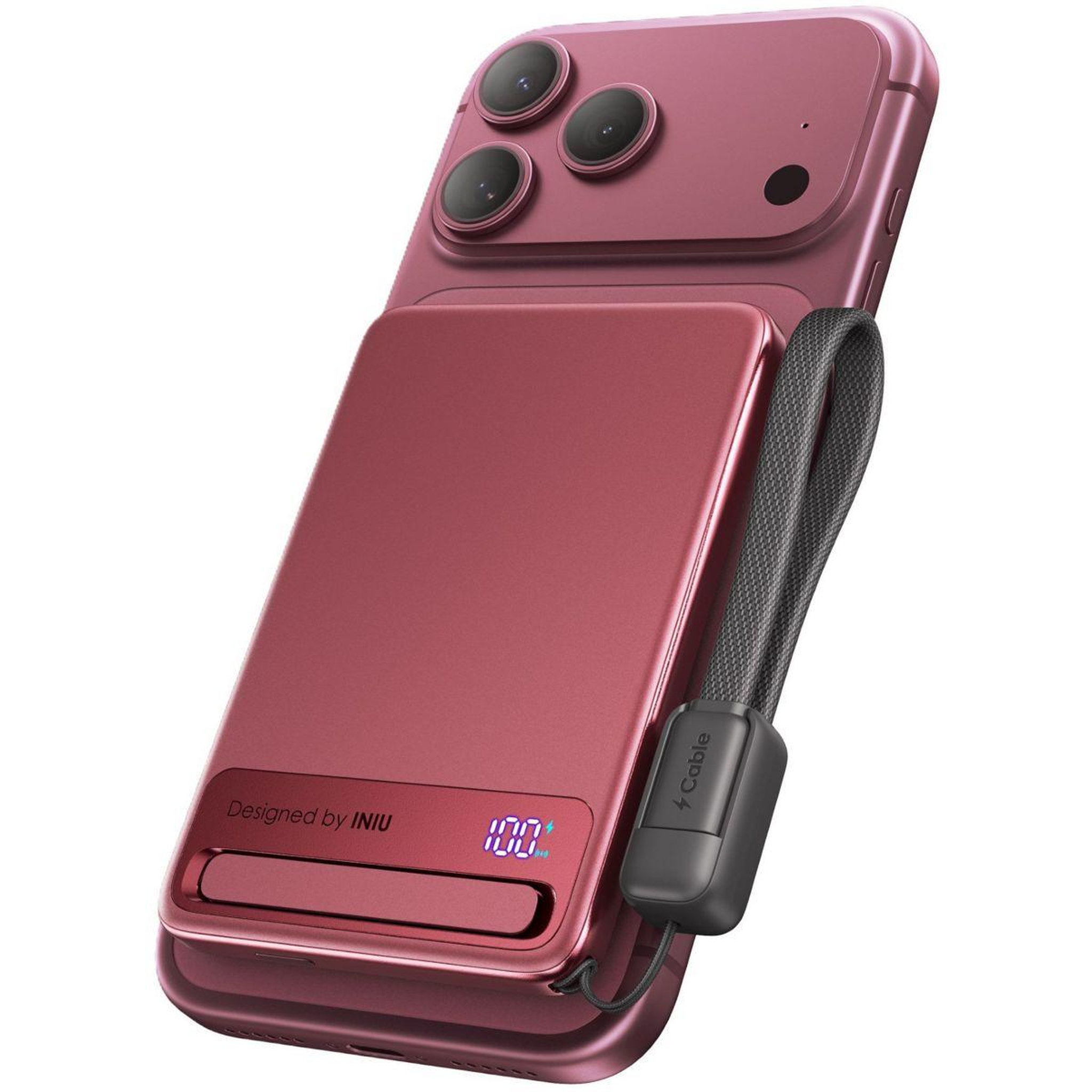 INIU Batterie externe 5000mAh Magnet USB-C Bordeaux