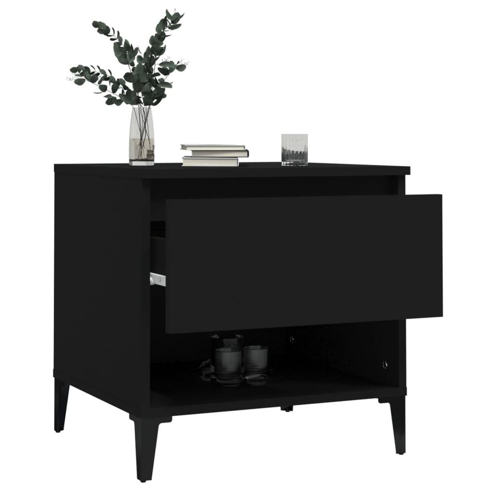 Voir la diapositive 5 : VIDAXL Tables d'appoint 2 pcs Noir 50x46x50 cm Bois d'ingenierie