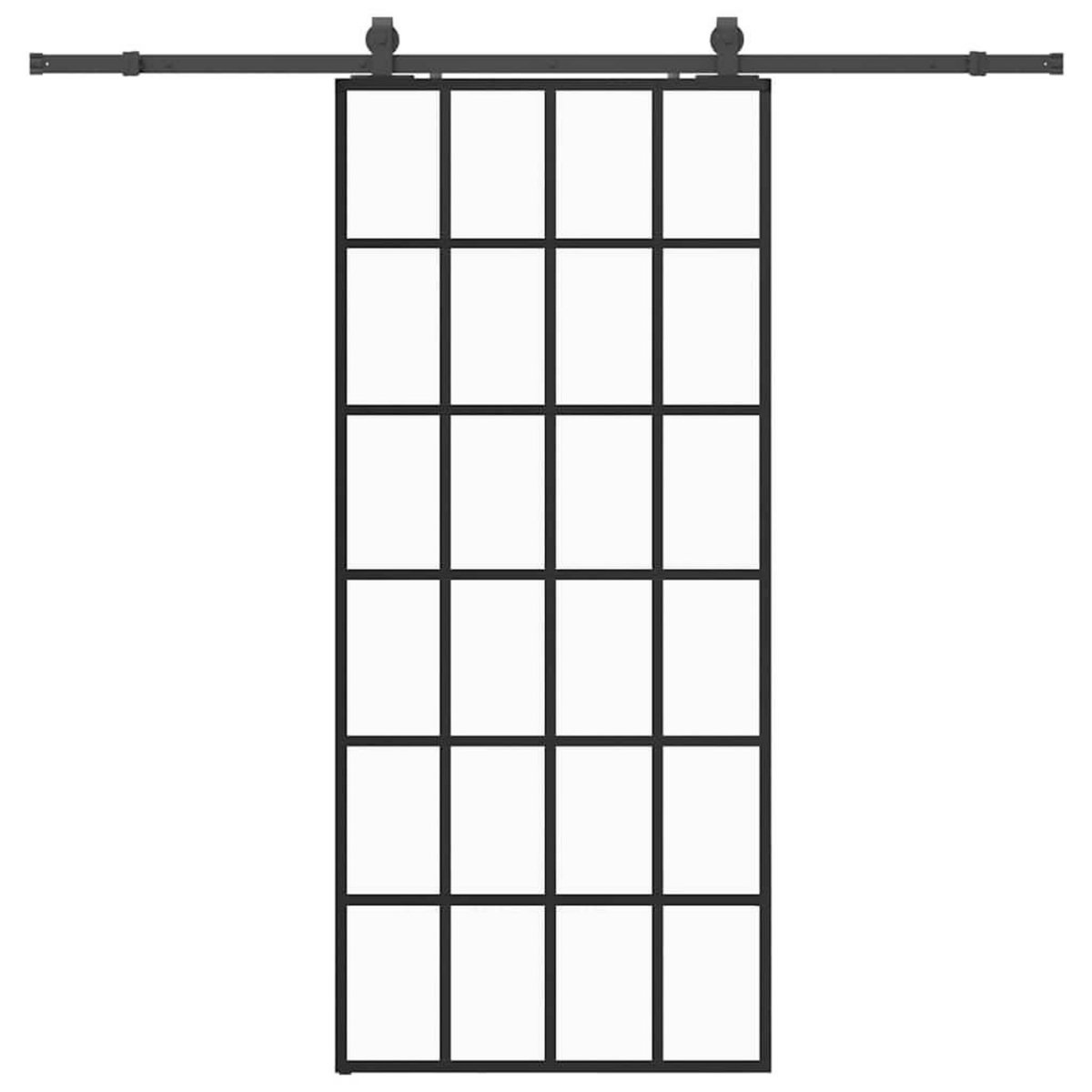 VIDAXL Porte coulissante kit de quincaillerie noir 90x205 cm verre ESG