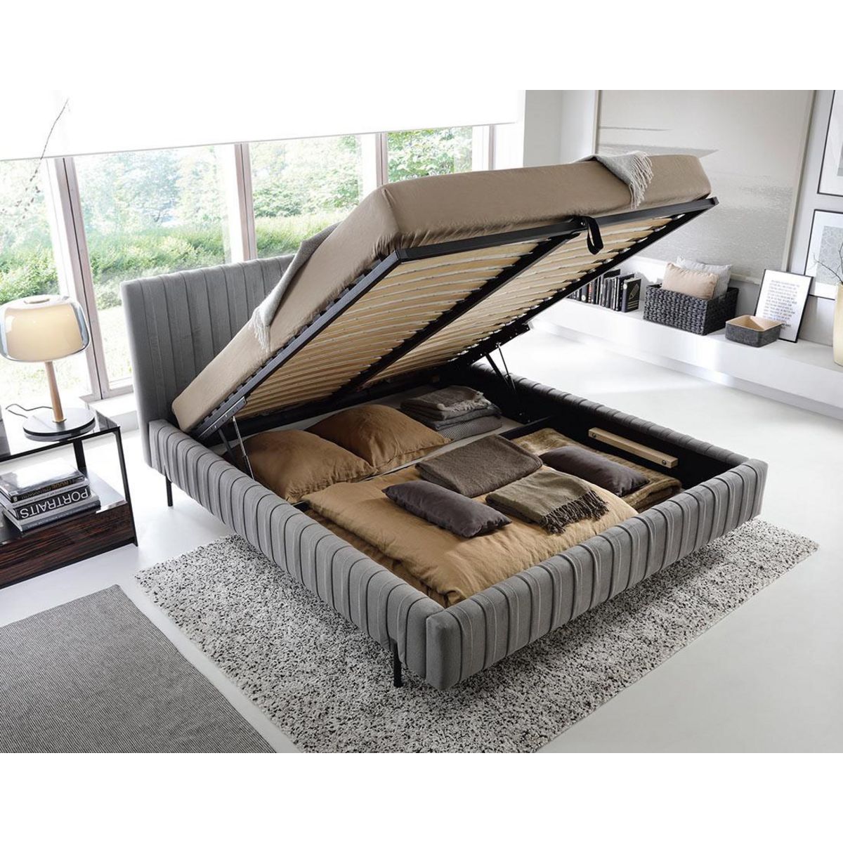 LISA DESIGN Flavio - lit coffre - 140x200 cm - sommier inclus - en simili