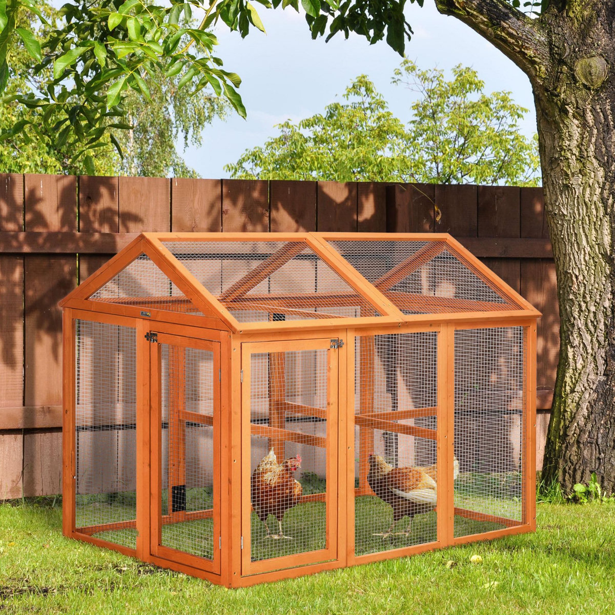 PAWHUT Enclos poulailler parc grillagé dim. 140L x 88,5l x 106H cm - bois de sapin pré-huilé