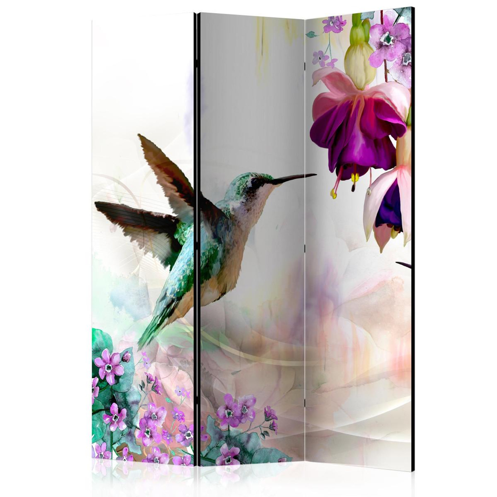 Paris Prix Paravent 3 volets  hummingbirds & flowers  135x172cm