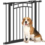 PAWHUT Barrière de sécurité pour chien - barrière à pression extensible - double système de verrouillage - acier noir