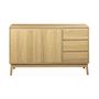 Voir la diapositive 6 : SWEEEK Buffet en décor bois 2 portes et 3 tiroirs. buffet bas. L 120 x l 39 H 76cm - Dune