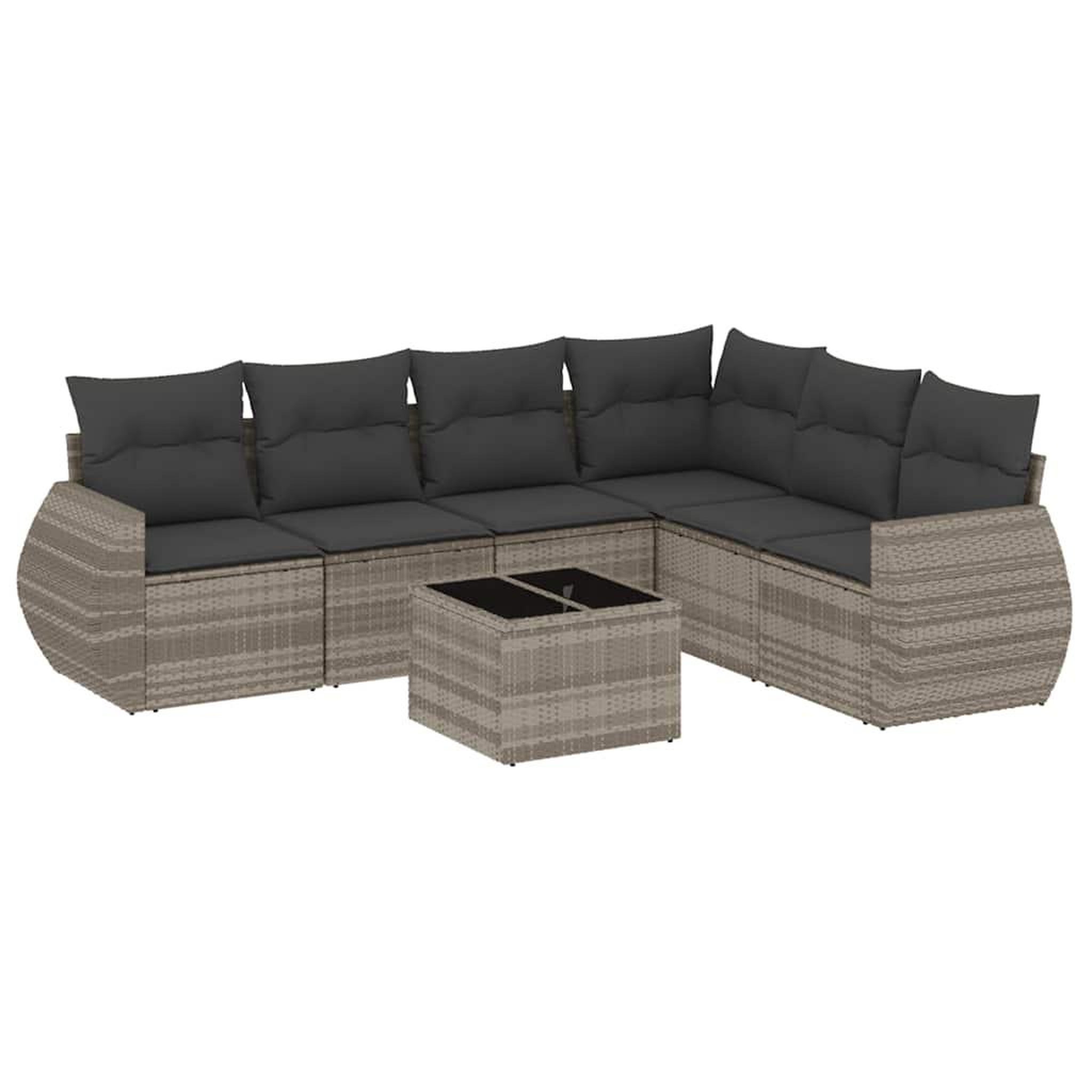 Voir la diapositive 2 : VIDAXL Salon de jardin avec coussins 7 pcs gris clair resine tressee