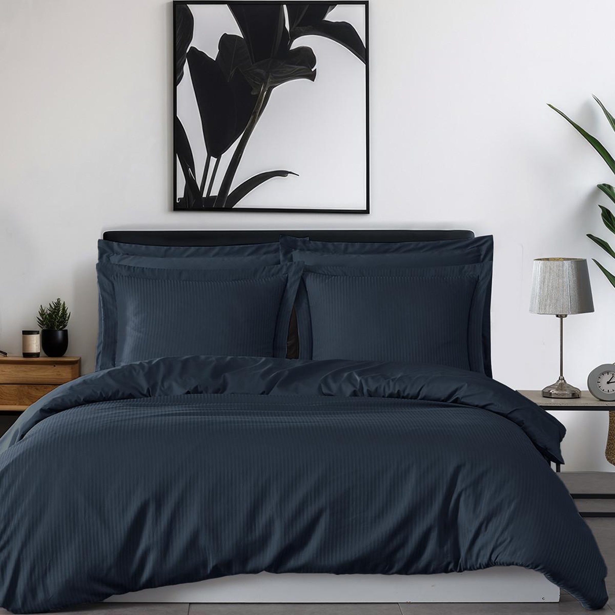 Voir la diapositive 5 : Sensei Maison Parure housse de couette rayée satin + 2 taies 65x65 cm VERSALUXE
