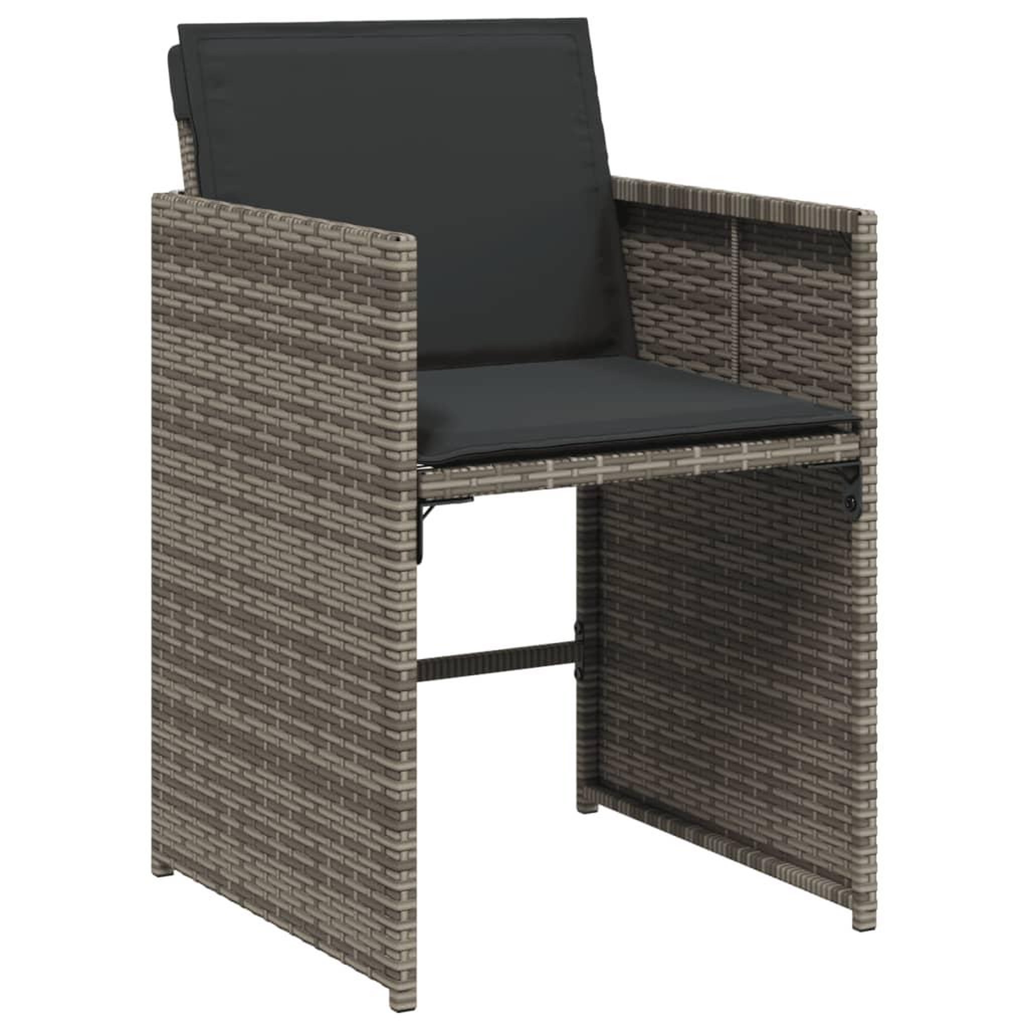 Voir la diapositive 5 : VIDAXL Ensemble a manger de jardin 5 pcs coussins gris resine tressee
