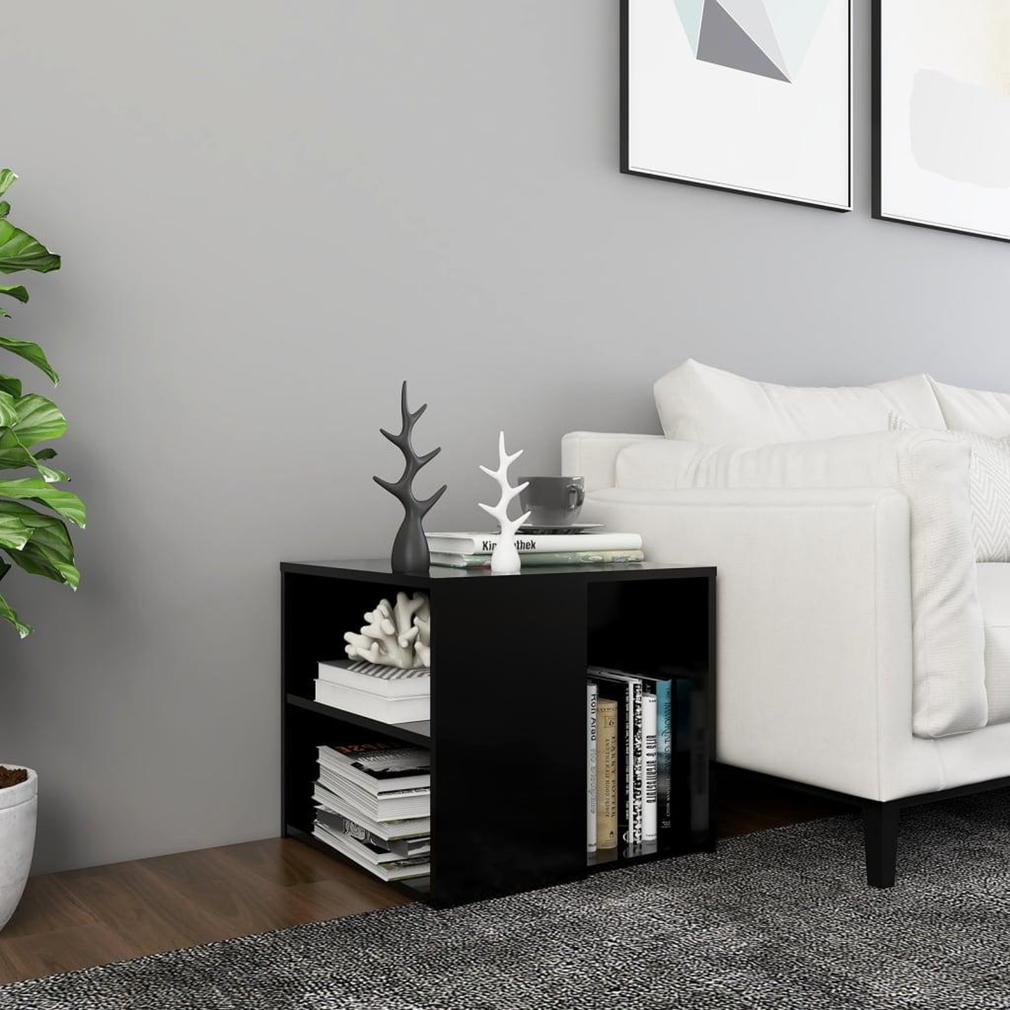 Voir la diapositive 1 : VIDAXL Table d'appoint noir 50x50x45 cm bois d'ingenierie