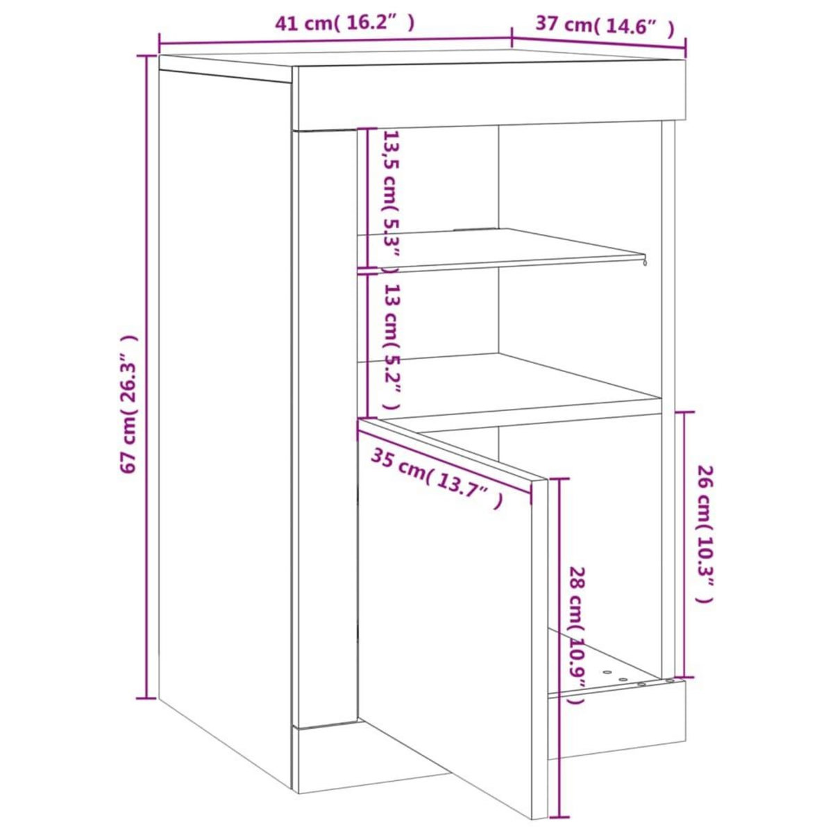 VIDAXL Armoire laterale avec eclairage LED blanc bois d'ingenierie