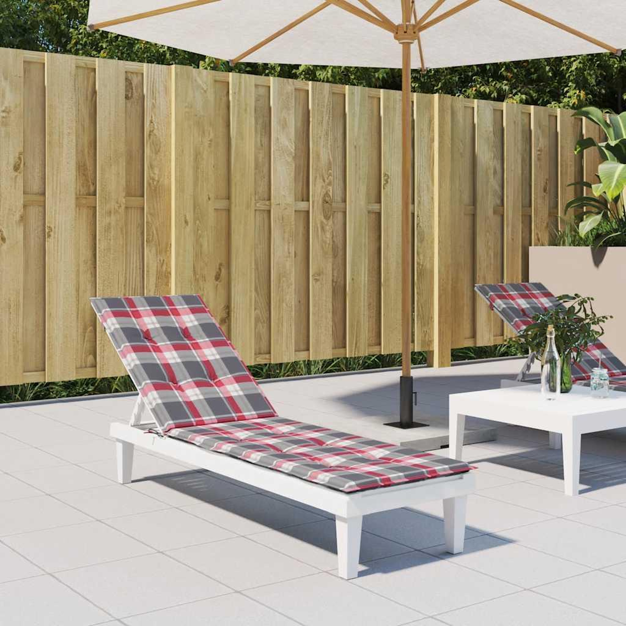 VIDAXL Coussin de chaise de terrasse carreaux rouge (75+105)x50x4 cm